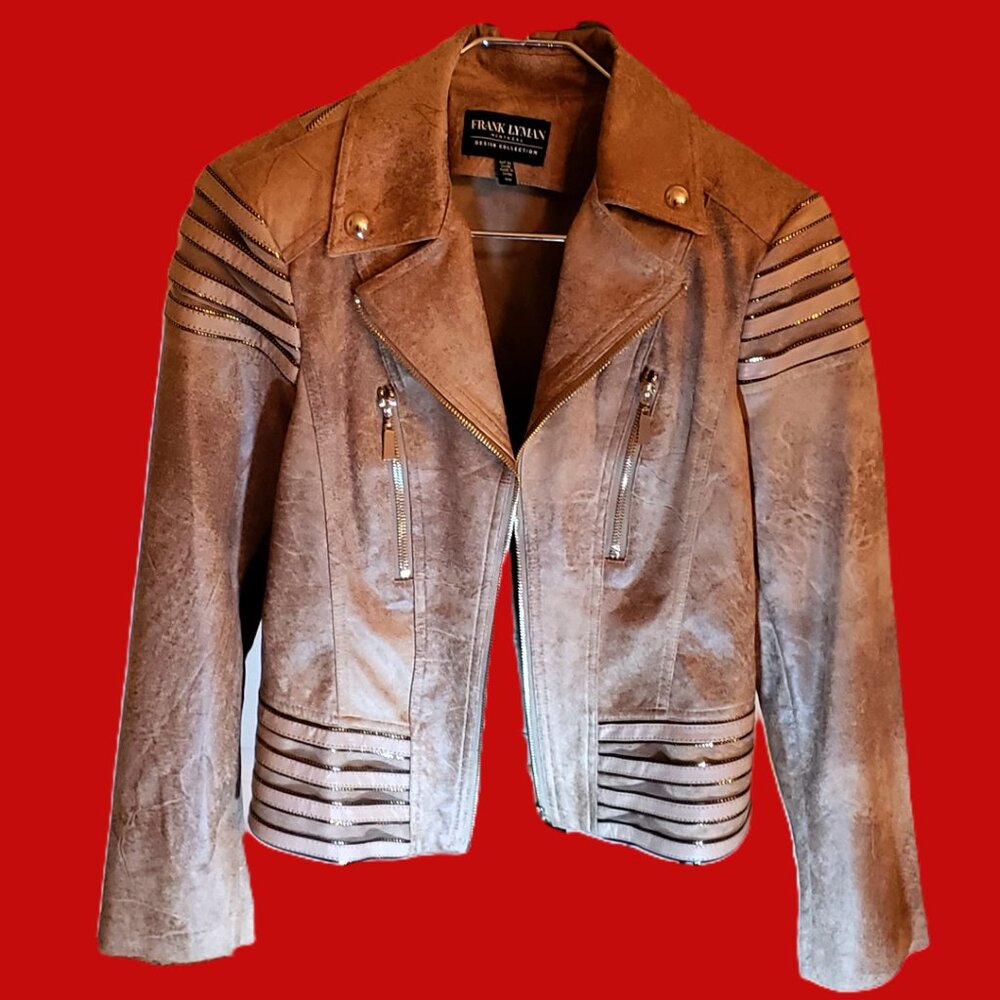 Frank Lyman | New Never Worn Chestnut Moto Jacket Wrinkle Resistant - Picture 15 of 16